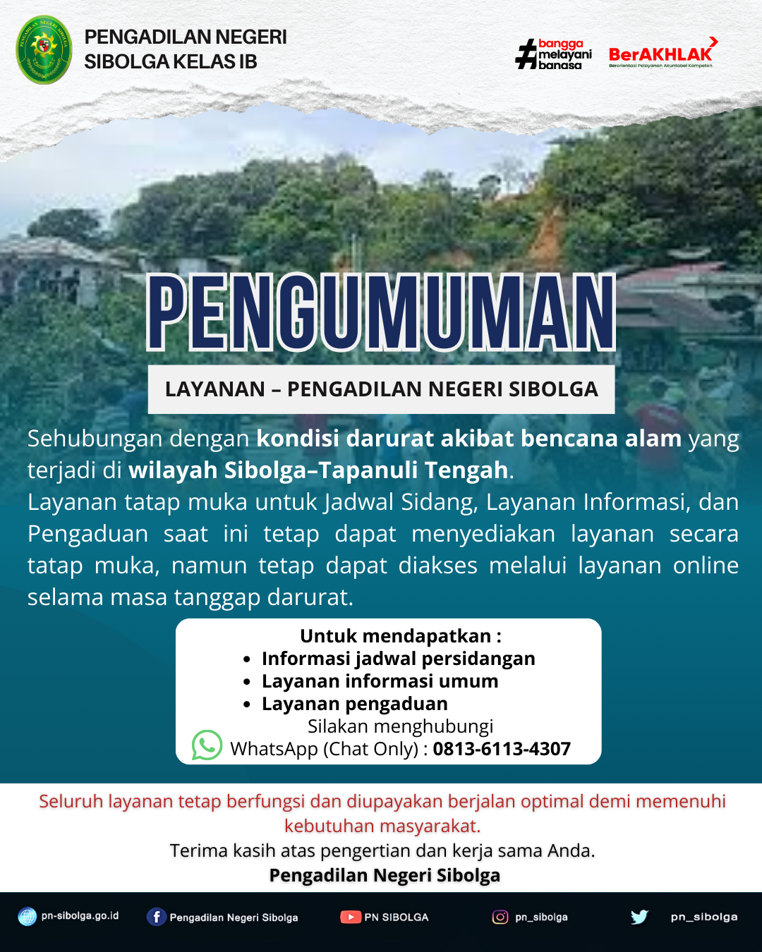 Respon Cepat Kondisi Darurat Bencana Sibolga-Tapanuli Tengah